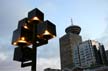 Night Lamps Harbour Center, Canada Stock Photographs