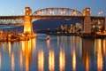 False Creek At Night Burrard Bridge, Canada Stock Photographs