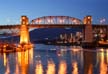 False Creek At Night Burrard Bridge, Canada Stock Photographs