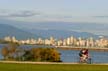 Cyclists Apass The Jericho Beach, Canada Stock Photographs