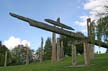 Burnaby Mountain Park Carved Poles, Canada Stock Photos