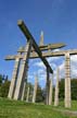 Burnaby Mountain Park Carved Poles, Canada Stock Photos