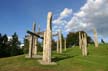 Burnaby Mountain Park Carved Poles, Canada Stock Photos