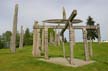 Burnaby Mountain Park Carved Poles, Canada Stock Photos